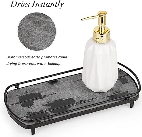 Stone Drying Counter Instant Dry Diatomaceous Earth Sink Caddy Organizer with Stainless Steel Feet (L White)