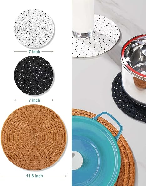 5 Pcs Trivet Hot Pot Holders Pads: 1 Pcs 11.8 inches - 4 Pcs 7 inches
