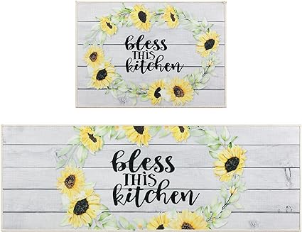 Non-Slip Backing Natural Design Throw Rug Lemon Design, 17"x48"+17"x24"