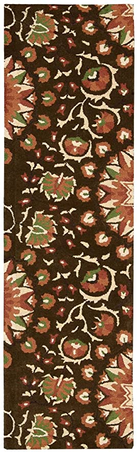 Suzani Floral Brown Wool Soft Area Rug