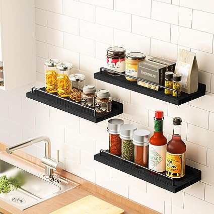 Floating Shelves for Wall Decor (Dark Brown, Set of 3)