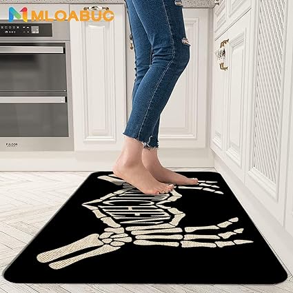 Happy Haloween Kitchen Mat Set of 2 Non Slip Cushioned Floor Mat 17x29 and 17x47 in