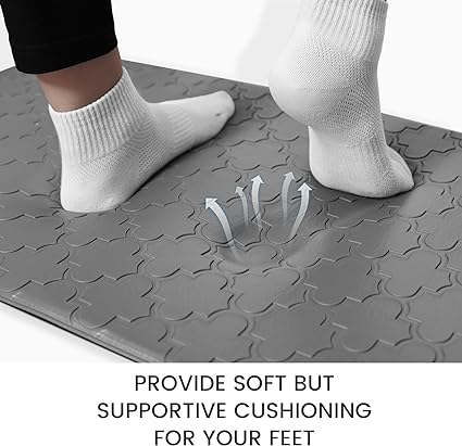 Cushioned Anti Fatigue Mat Waterproof Non-Slip Kitchen Rugs, Ergonomic Comfort Mat Durable Standing Mat for Kitchen, Home, Office, Floor, Laundry (Gray) 2 PCS