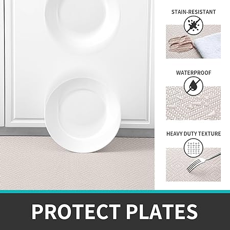 Non Slip, Waterproof Cushioned Anti Fatigue Standing Kitchen Floor Mat, 17"x29"+17"x59", Beige