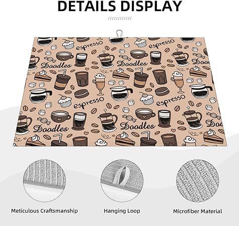 Bird Dish Drying Mat, Absorbent Microfiber Reversible Mats for Kitchen Counter, 16x18 Inch