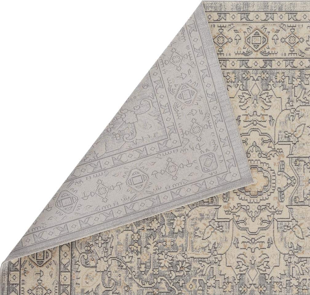 Kingsbury Collection Oriental Silver Traditional Soft Area Rug