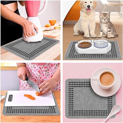 Ultra Absorbent Dish Drying Mats - Machine Washable and Super Fast Drying - Practical Solution for Efficiently Drying Dishes - 15,7 by 19,6 Inches (Black)