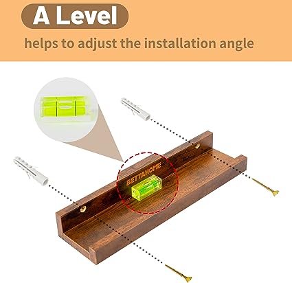 Set of 3, 24 Inch Rustic Wood Shelves with Ledge, Various Sizes, Wall Mounted Display, Rustic Brown BT006