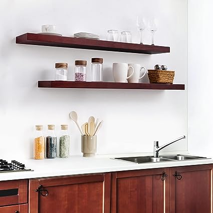 Set of 2, 16 x 6.7 x 1.4 inch, Honey Oak Floating Shelves