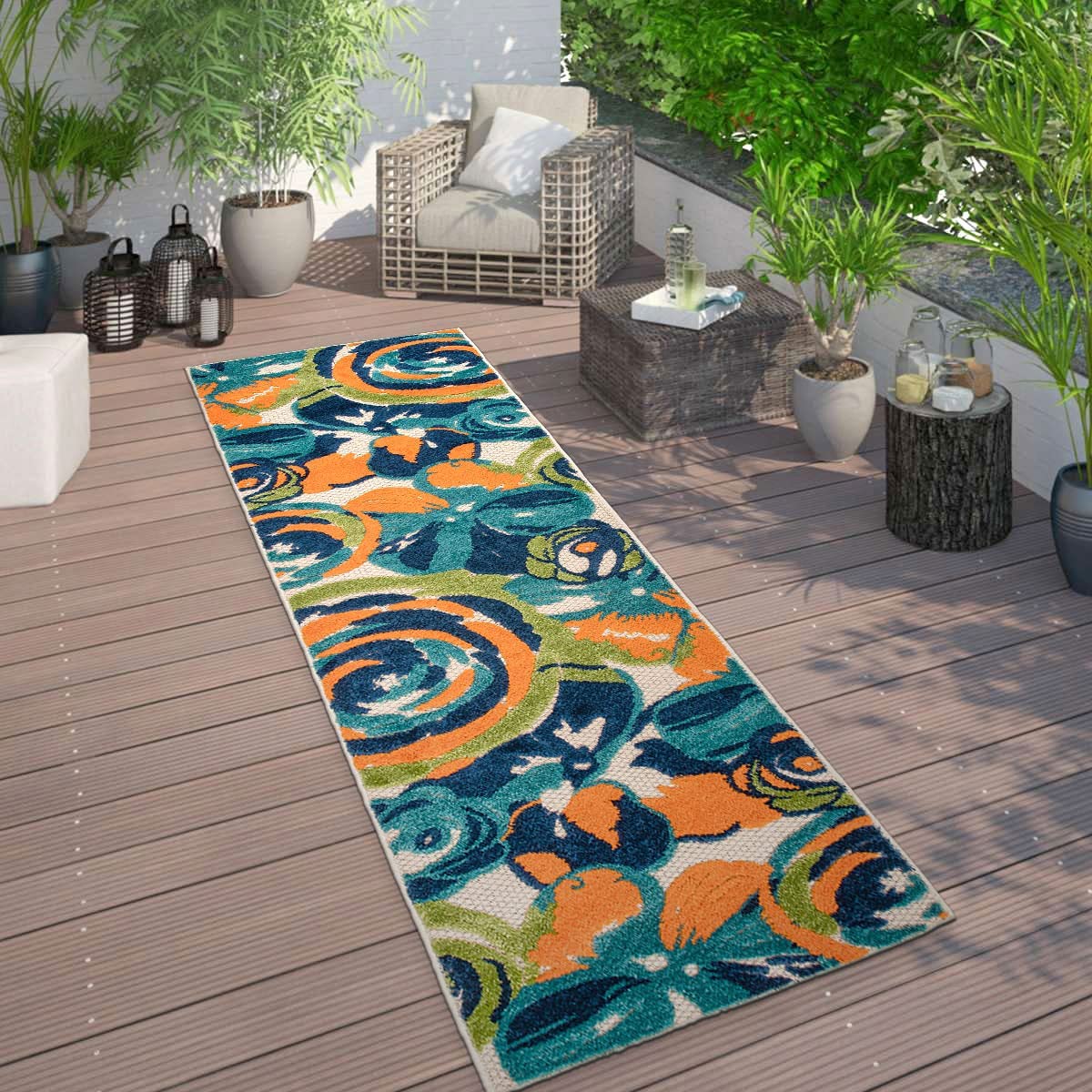 Ravenna Multi Modern Large Floral Flowers Indoor/Outdoor Rug