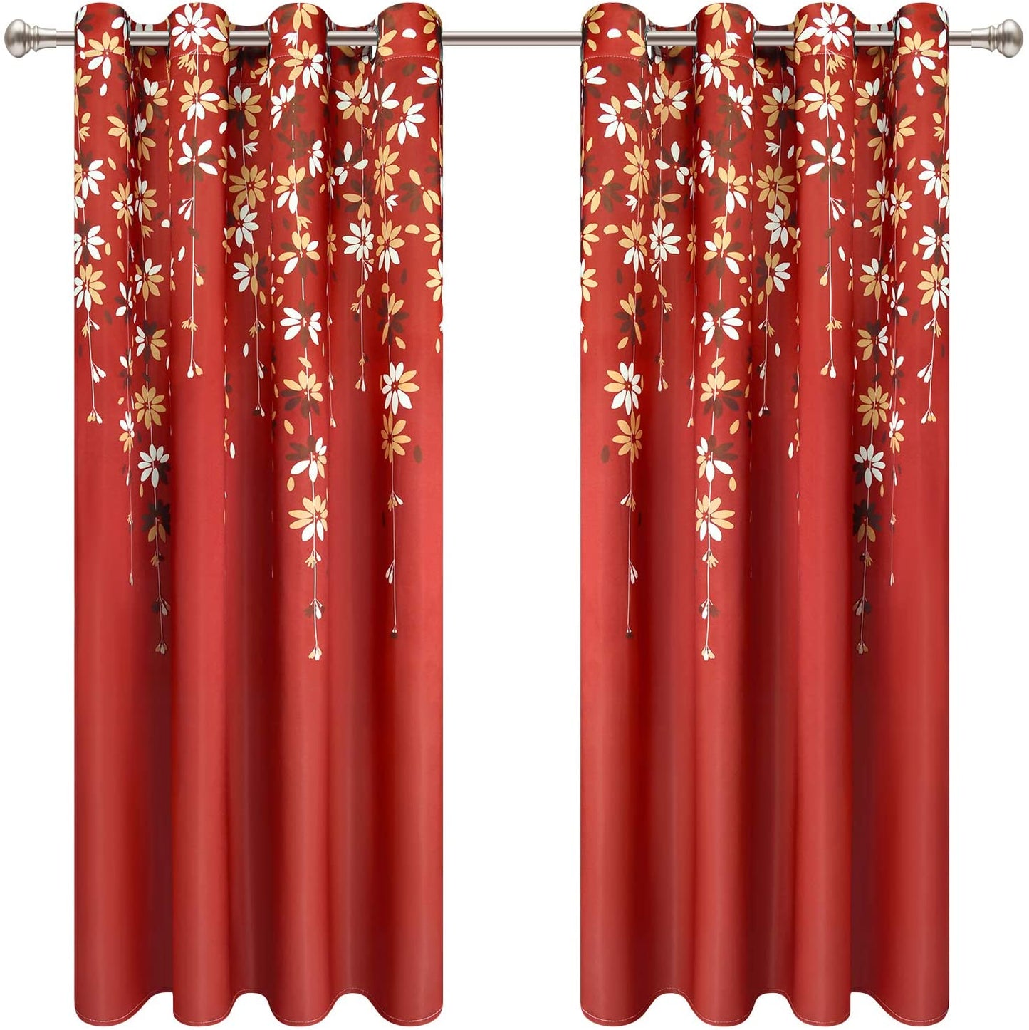 Flowers Window Curtain Floral Window Treatment Grommet Curtains