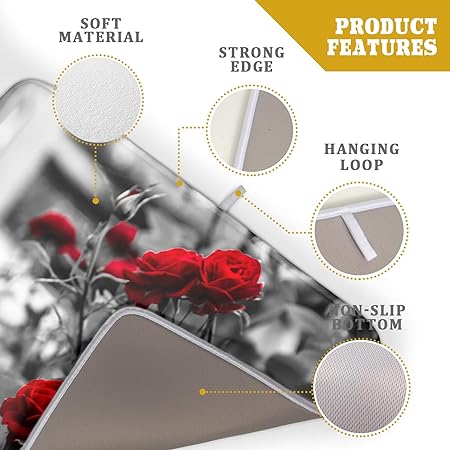 Absorbent Black Marble Dish Drying Mat Luxury Golden Kitchen Counter Mat, 18x24 inch