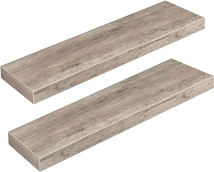 Decorative Long Wall Shelf Set of 2, 31.5 inch, Rustic Brown FSHR8001S2