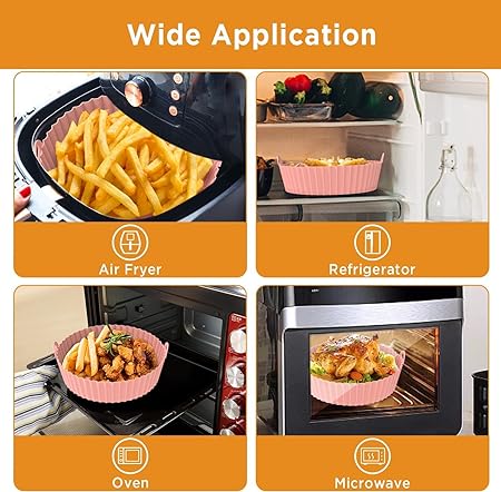 2 Pack Air Fryer Silicone Baking Tray 7.5inch for 3 to 5 Qt Reusable (Blue+Grey)