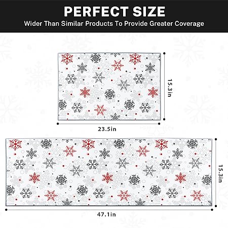 Non Skid Washable Set of 2, Winter Kitchen Decor Floor Mat Under Sink Mat Throw Rug for Doormat