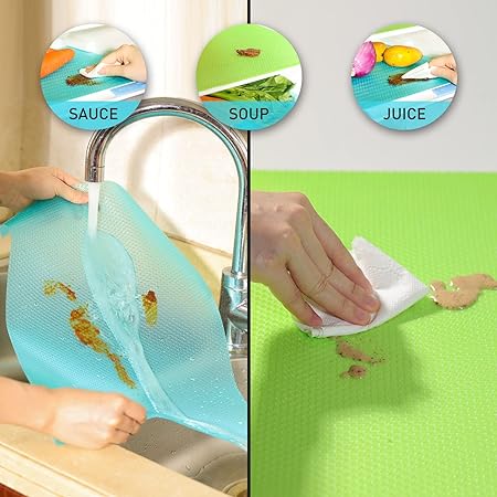 7 PCS Antifouling Refrigerator Washable Liners (2green+2pink+3blue)