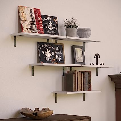 Set of 5 Farmhouse Style Floating. Hanging Shelf for Wall Décor - Carbonized Black