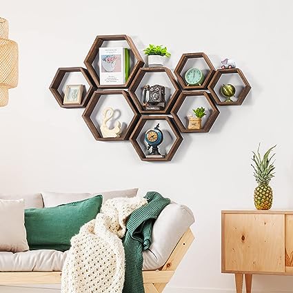 Hexagonal Floating Shelves Set of 6