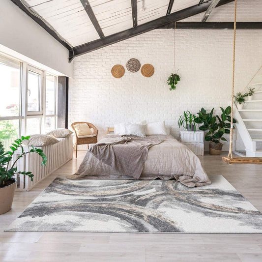 Lagos Collection Grey Abstract Soft Area Rug