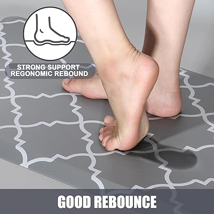 Cushioned Anti Fatigue 2 PCS,1/2 Inch Thick Waterproof Kitchen Rugs Non Skid,PVC Standing Desk Comfort Mat for Kitchen Floor Sink Office Laundry,(17.3"x29"+17.3"x47",Black)