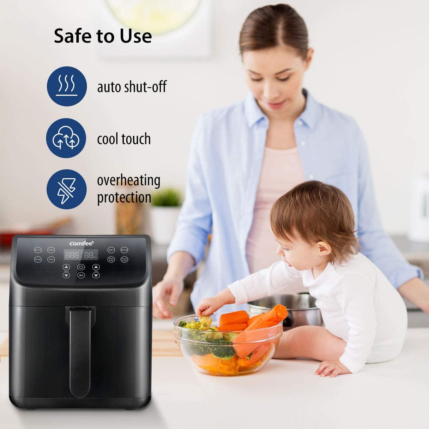 5.8 Quart Digital Air Fryer, Toaster Oven & Cooker, 1700W