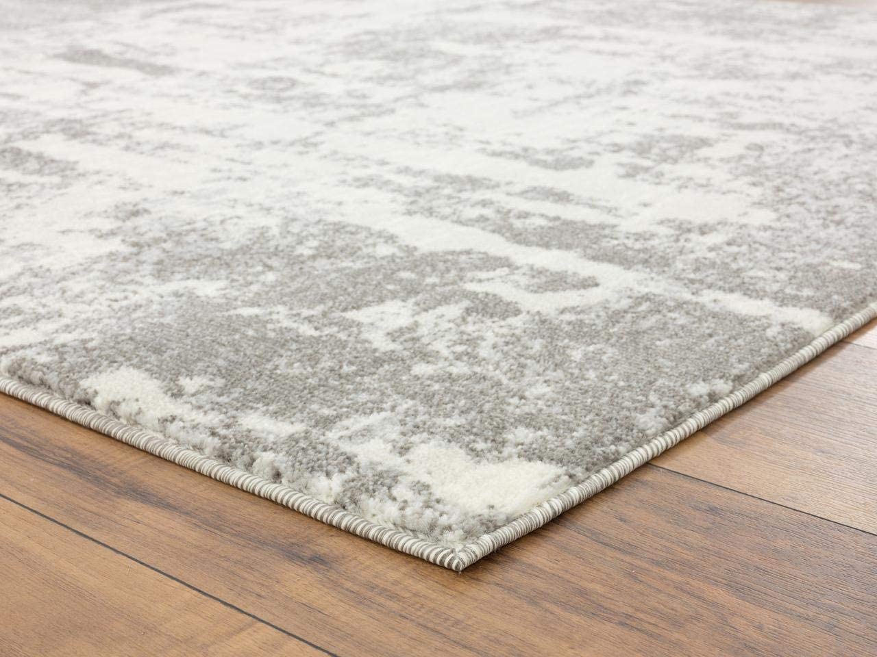 Kingsbury Collection Grey Abstract Soft Area Rug