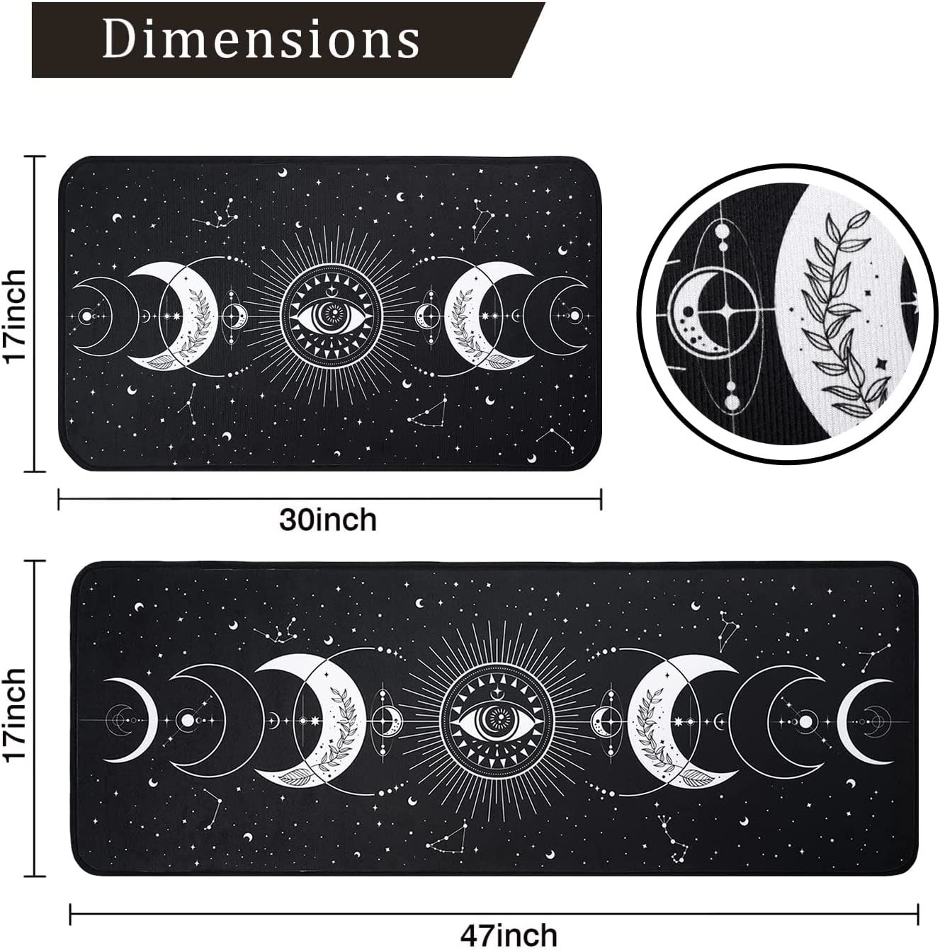 Set of 2- Plant Floral Butterfly Kitchen Rugs with Runner Decor Accessories Things - 17x30 and 17x48 Inch