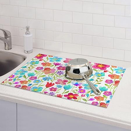 Bird Dish Drying Mat, Absorbent Microfiber Reversible Mats for Kitchen Counter, 16x18 Inch