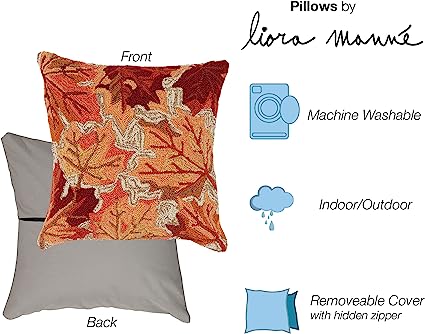 Frontporch Indoor/Outdoor Easy Care Invisible Zipper Hand Tufted Pillow- Birds Multi 18" x 18"