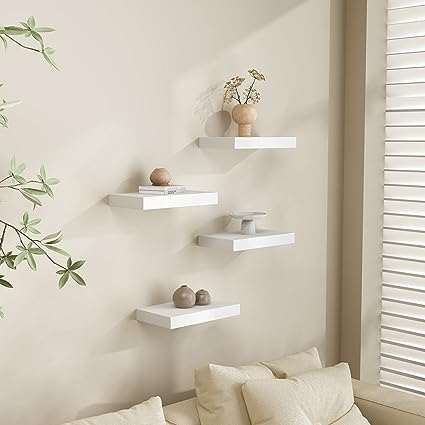 9" Deep White Floating Shelf Set of 2, Wall Shelves for Bathroom, Living Room, Bedroom, Modern Home Decor