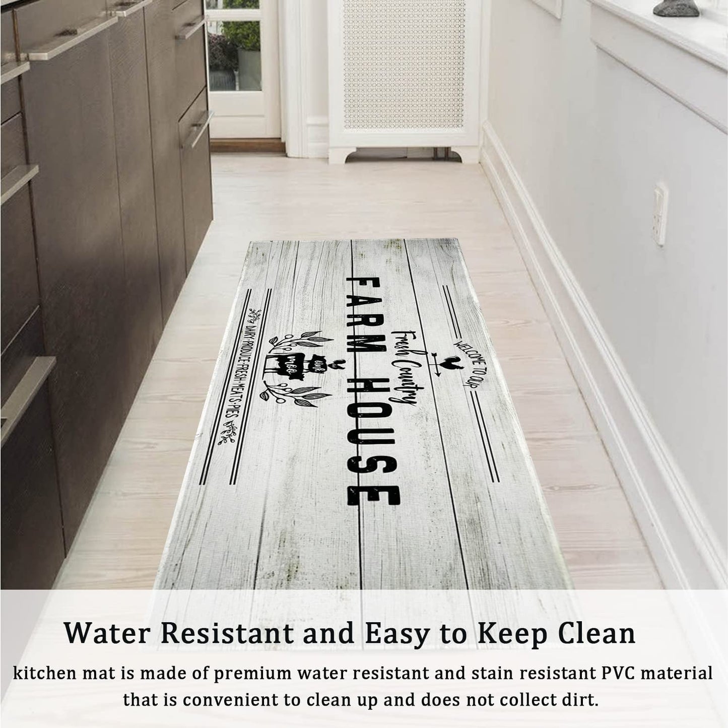 Anti Fatigue Non Slip Waterproof Washable Rug - 17x24+17x48inch Grey