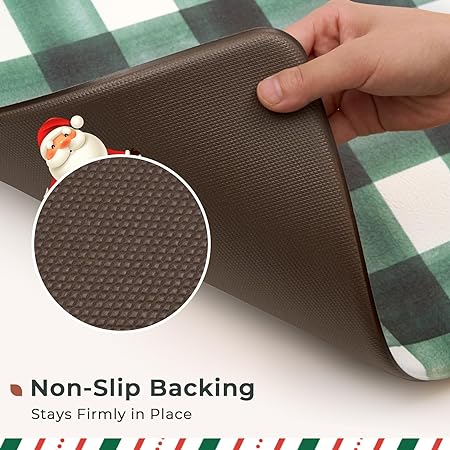 2 Piece Set Plaid Kitchen Mats for Floor Anti Fatigue Waterproof & Non-Skid Kitchen Rugs Cushioned Checkered