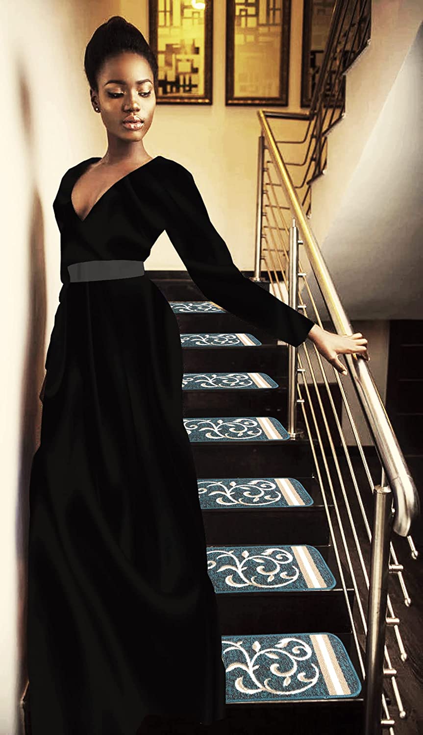 Non Slip Rubber Back  Kitchen Rug Anti Slip Stair Treads (Red, Runner (20" x 59"))