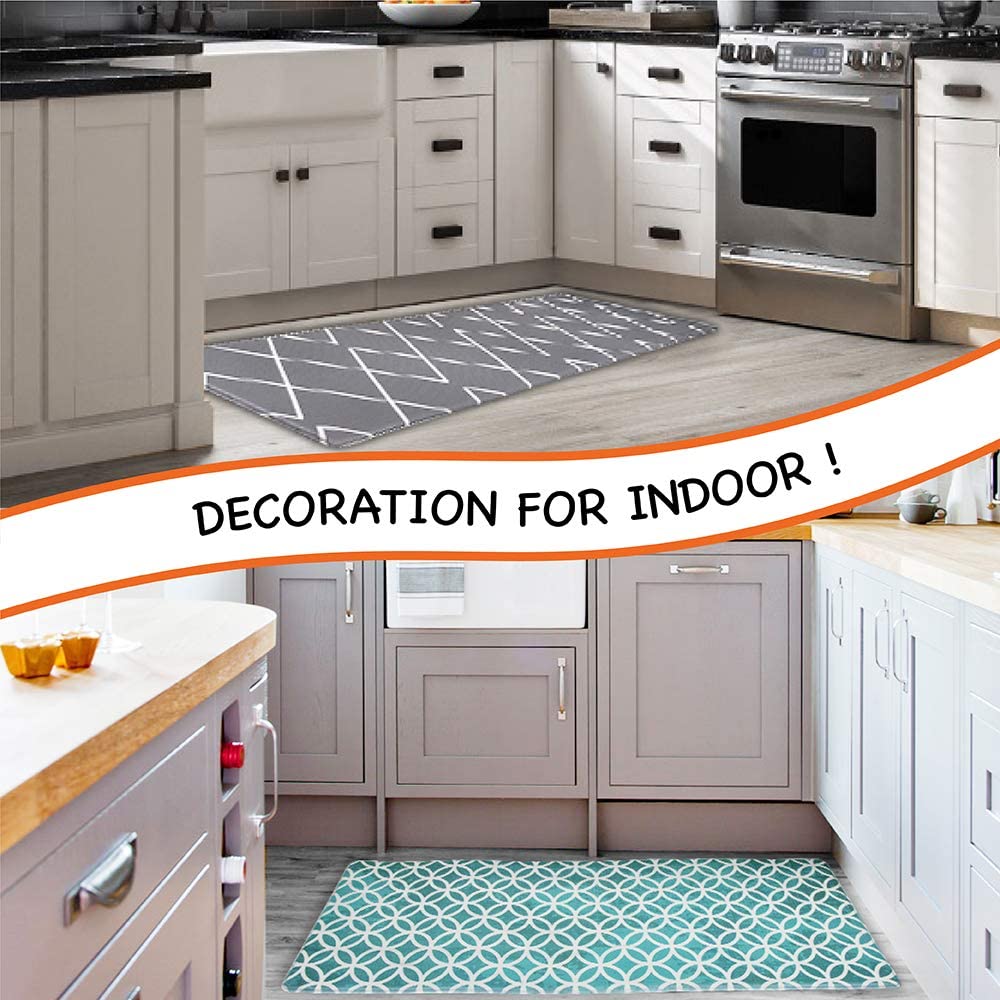 Anti Fatigue Reversible Cushioned Memory Foam Kitchen Rug Pad, 32x17 (Marble Gray)