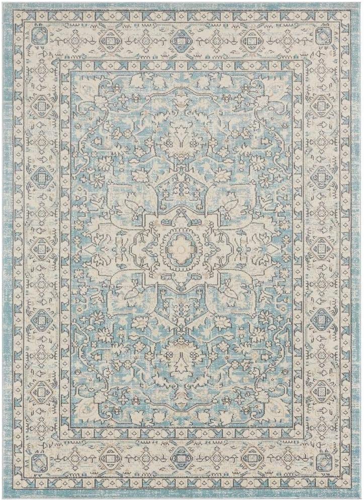 Kingsbury Collection Oriental Blue Traditional Soft Area Rug