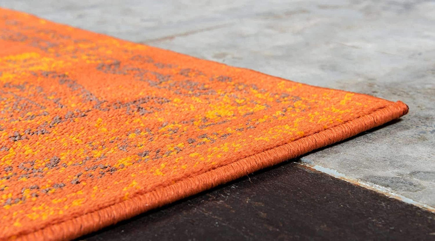 Modern Traditional Vintage Distressed Terracotta Soft Area Rug