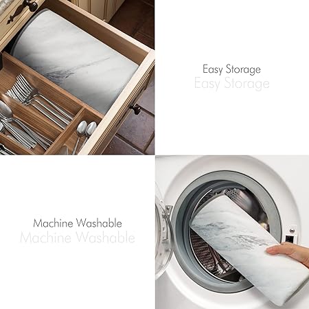 Brown Marble Reversible Absorbent Microfiber Dish Drainer/Rack Pads with Hanging Loop, XL 24" x 18"