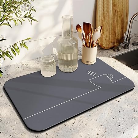 Accessories for Countertop Pioneer Flower Absorbent Hide Stain Rubber Backed Dish Drying Mats, (20x12in)