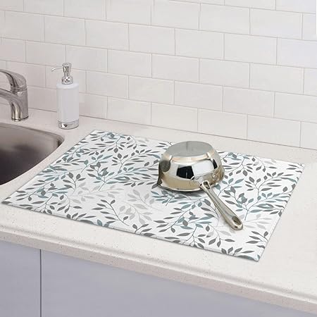 Bird Dish Drying Mat, Absorbent Microfiber Reversible Mats for Kitchen Counter, 16x18 Inch