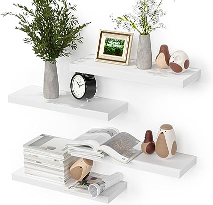 4 Sets White Floating Shelves for Wall