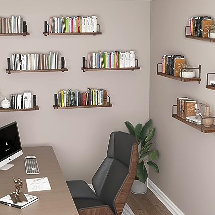 24 Inches Easy to Install Wall Mounted Shelves, Set of 3 (Brown)