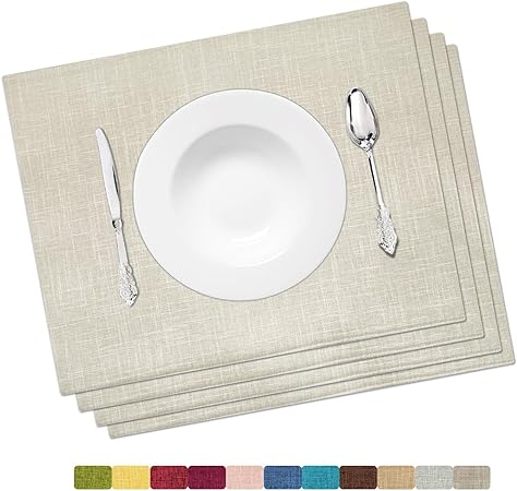 Placemat Set-Washable Elegant Table Mats for Dining Heat-Resistant Cloth Table. 13x19 - Pink