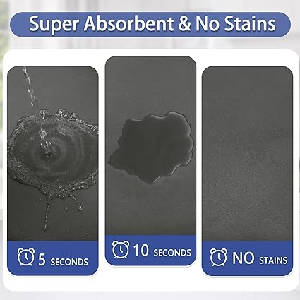 【2 PCS】 Non Skid Kitchen Runner Rug Absorbent Resist Dirt, Kitchen Floor Mat Waterproof Comfort Standing Mat for Kitchen,Home Office,Sink,Laundry（Dark Gray）