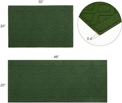 48x20 Inch/30X20 Inch Kitchen Rug Mats Made of 100% Polypropylene 2 Pieces Soft Kitchen Mat Specialized in Anti Slippery and Machine Washable (Grey)