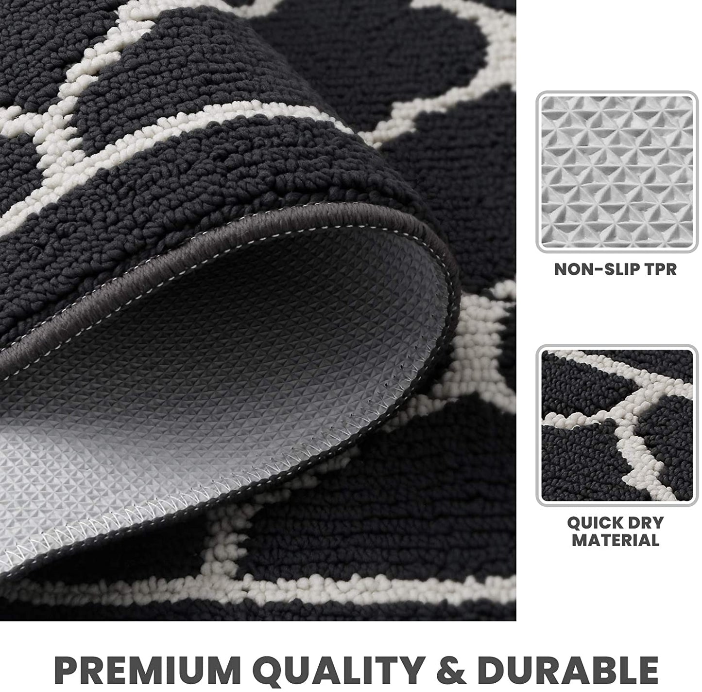 Indoor Outdoor Entryway Welcome Mat,  Super Absorbent Non Slip Rubber, Black