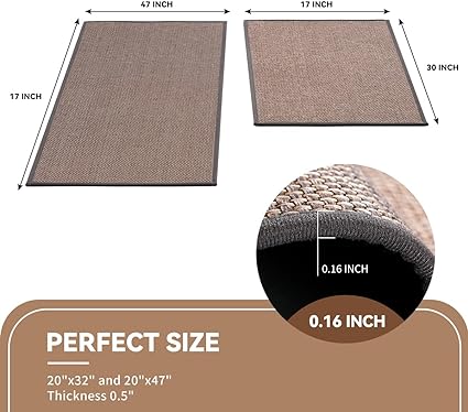 Washable, Non Skid Rugs for Kitchen, (17"x30"+17"x47", Camel)