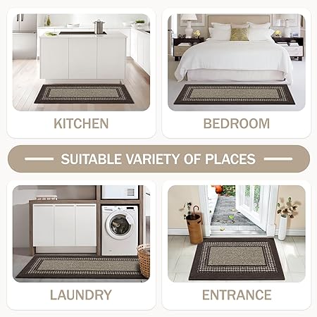 Machine Washable, Non Slip Absorbent Dirt-Resistant Durable Kitchen Runner Rug, 19.5"x31", Grey