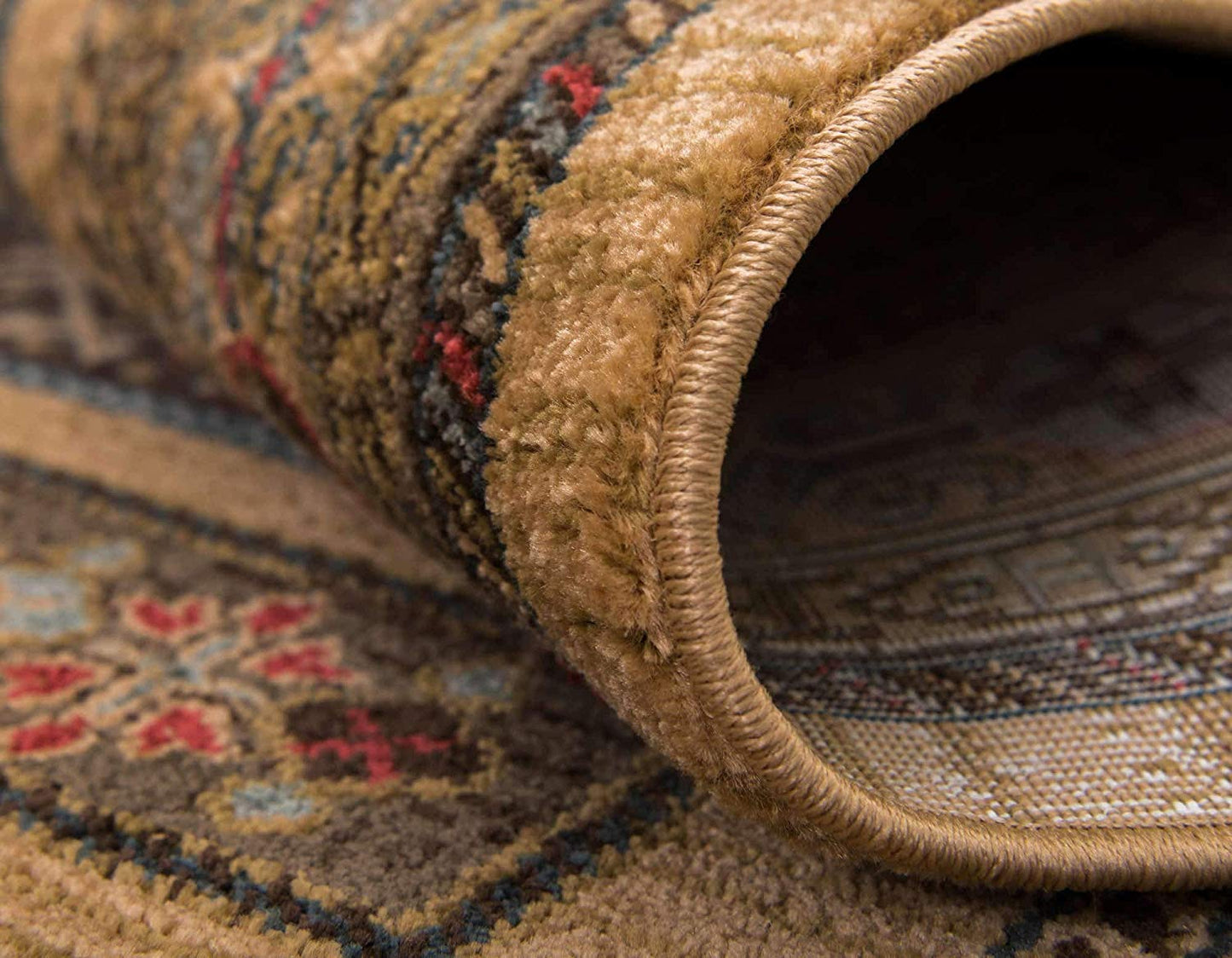 Tribal Pattern Tan Navy Blue Soft Area Rug