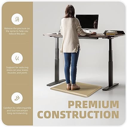 Anti Fatigue Floor Comfort Mat 3/4 Inch Thick 24" 70" Perfect for Standing Desks, Kitchen Sink, Stove, Dishwasher, Countertop, Office or Garage, Beige