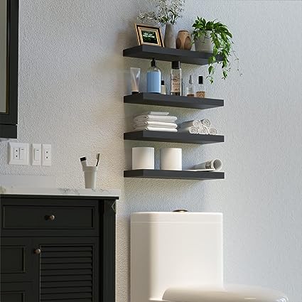 4 Sets White Floating Shelves for Wall